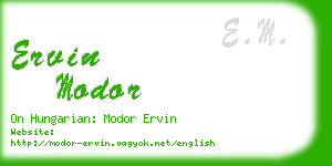 ervin modor business card